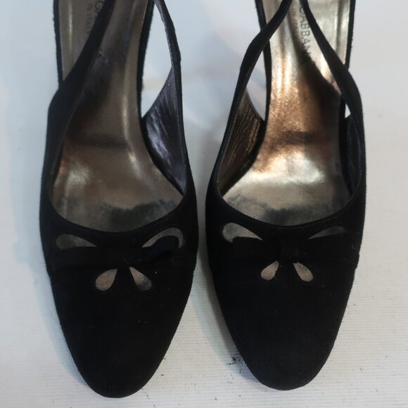 Authentic Womens Dolce & Gabbana Black Suede Slingback Heels Pumps 38.5 US/8.5 - Picture 3 of 15